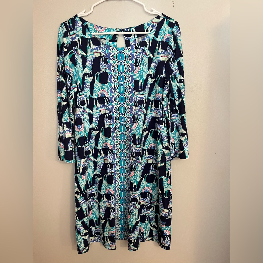 Lilly Pulitzer Vibrant Blue and Green Long Sleeve Dress